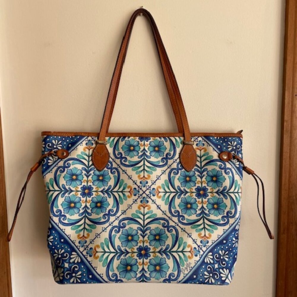BRIGHTON Blues Solene Coated Canvas Shopper Zip Shopper Tote Bag - Picture 5 of 17